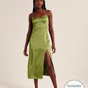 Satin High-Slit Midi Dress